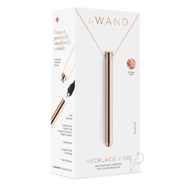 Le Wand Vibrating Necklace Rechargeable Silicone Discreet Vibrator Rose Gold
