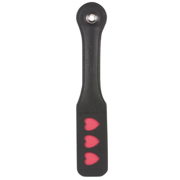 Leather Impression Paddle Heart 12 Inch Black