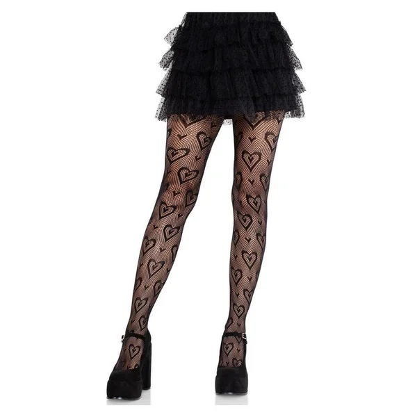 Leg Avenue Double Heart Net Tights Sexy Valentines Lingerie