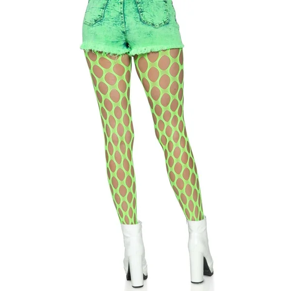 Leg Avenue Jumbo Pothole Net Tights – OS – Neon Green