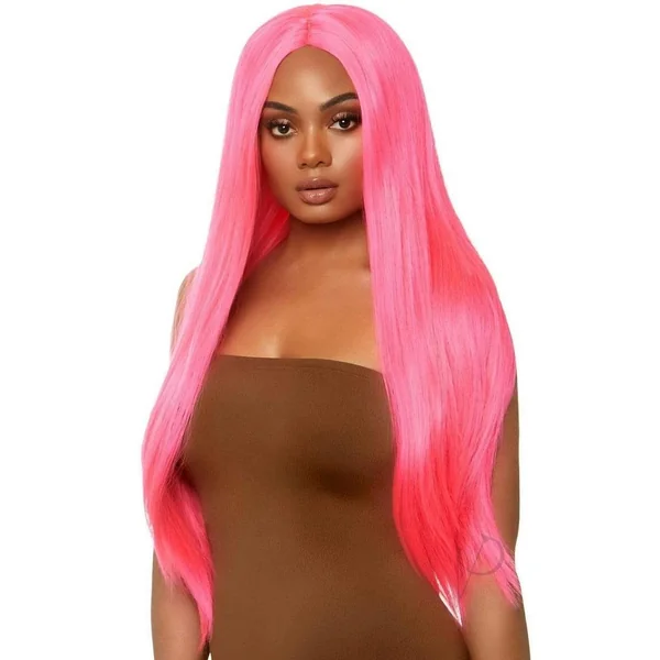 Leg Avenue Long Straight 33 Center Part Wig - OS - Neon Pink