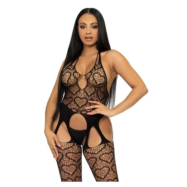 Leg Avenue Seamless Heart Net Suspender Bodystocking