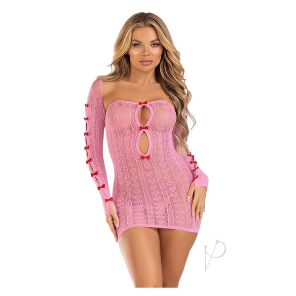 Leg Avenue Sweetheart Striped Tube Dress and Matching Shrug with Keyhole and Mini Bow Detail
