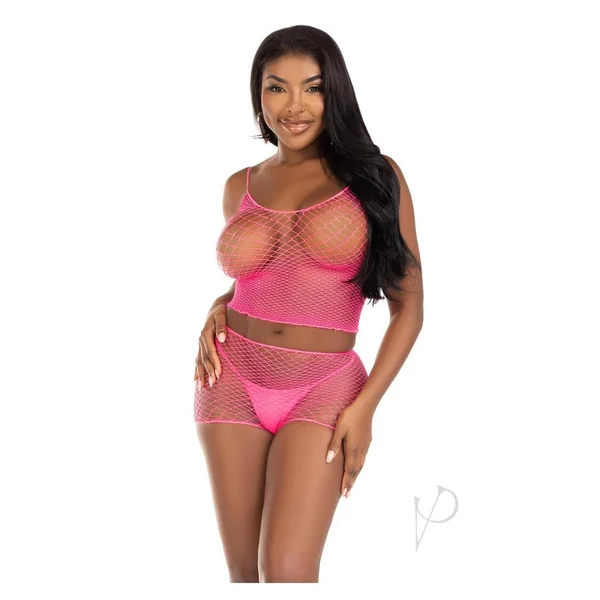 Leg Avenue Twist Net Tank Top and Boy Shorts