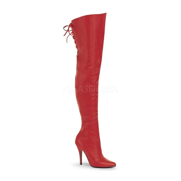 LEGEND-8899 Thigh Boot | Red Genuine Leather