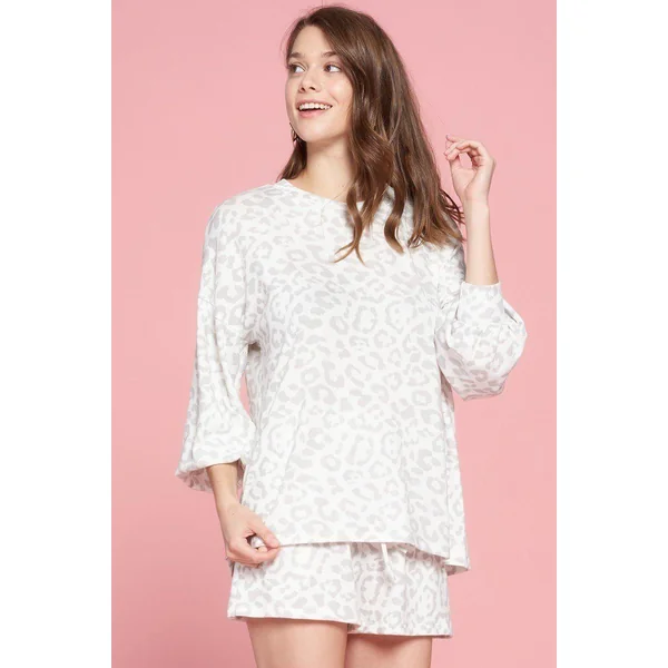 Leopard Printed Knit Loungewear Set