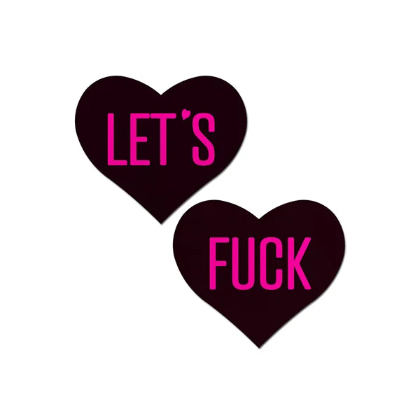 Let's Fuck Black Heart Neon Pink Nipple Covers Pasties