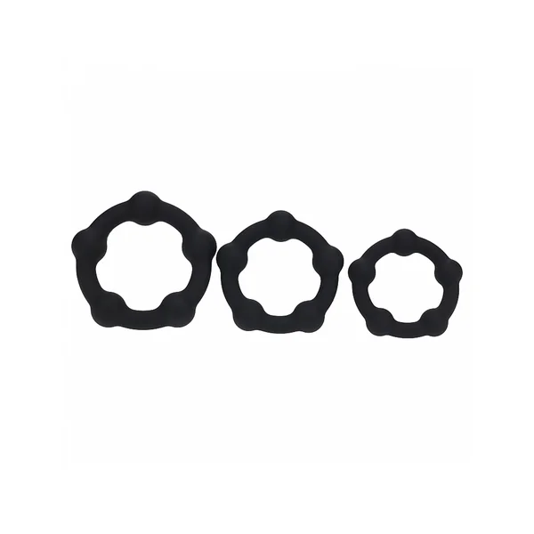 LEVELZ Beaded Silicone Cock Ring 3pk 35mm 40mm 45mm
