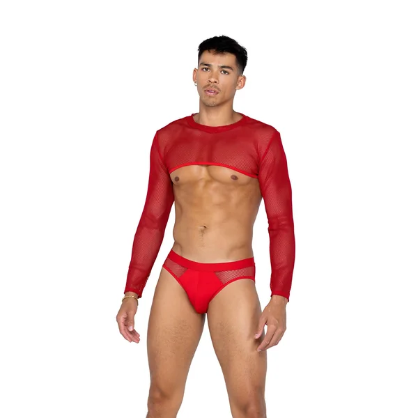 LI589 - Mens X-Posed Crop Top