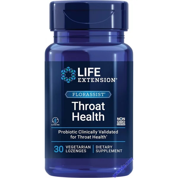 Life Extension FLORASSIST Throat Health Gluten Free 30 Veggie Lozenges