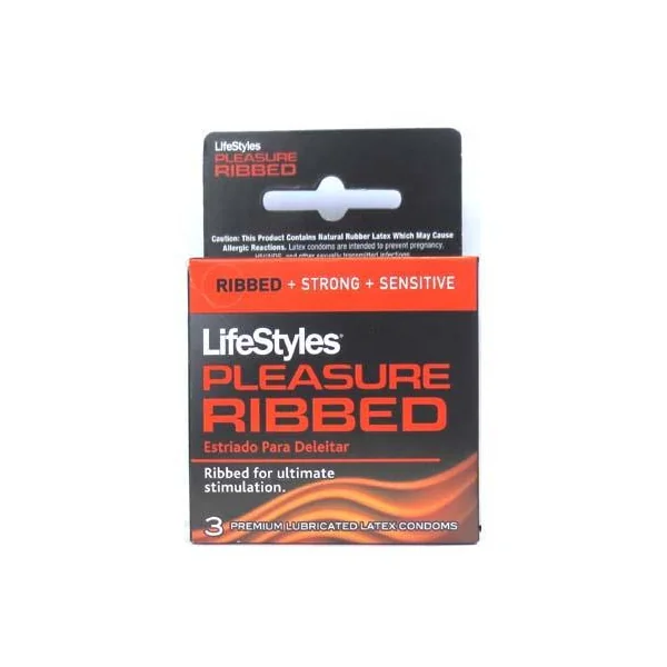 Lifestyles Condom Ribbed Pleasure Lubricated 3 Pack