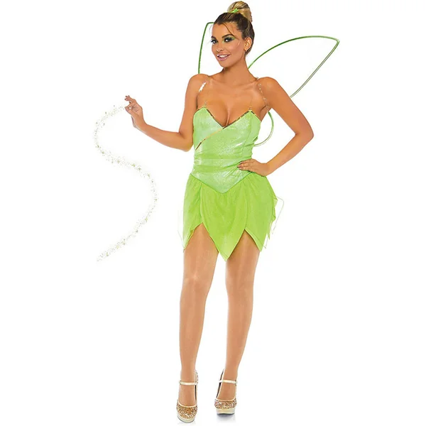 Light Green Holographic Mesh Sexy Tinker Pixie Fairy Costume W/Wings