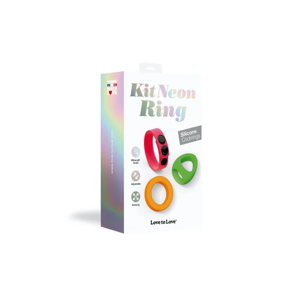 Love to Love Kit Neon Ring Silicone Cock Ring Set