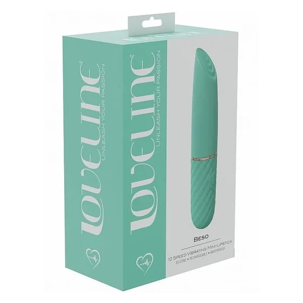 Loveline Beso Silicone Rechargeable 10 Speed Vibrating Mini Lipstick Vibe (Green)