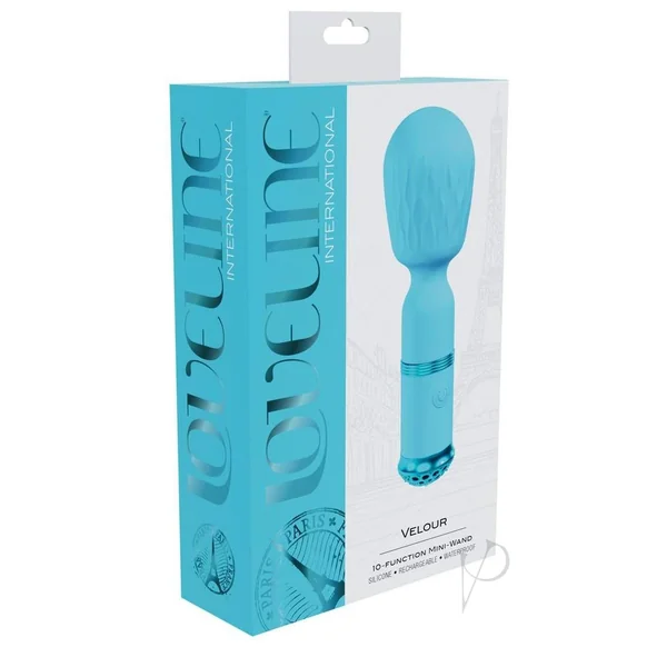 Loveline Velour 10 function Rechargeable Silicone MIni-Wand - Blue