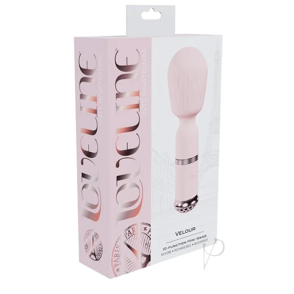 Loveline Velour 10 function Rechargeable Silicone MIni-Wand - Pink