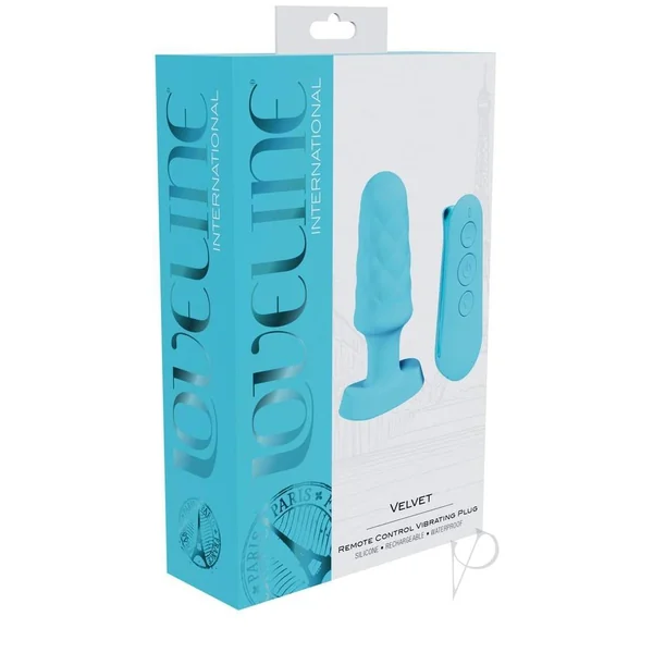 Loveline Velvet Rechargeable Silicone Vibrating Plug with Remote Control - Blue