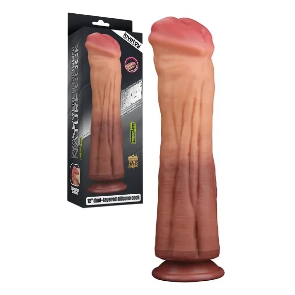 Lovetoy Nature Cock 12” Dual layered Platinum Silicone Cock