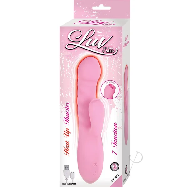 Luv Heat Up Thruster Rechargeable Silicone Rabbit Vibrator - Pink