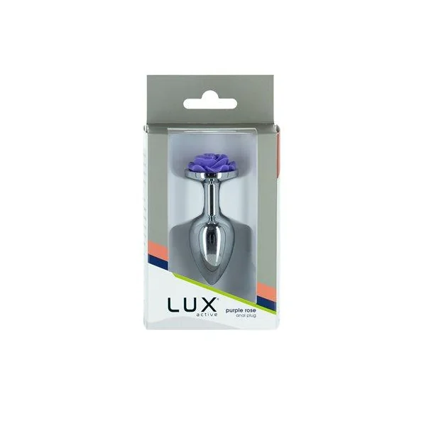 Lux Active Purple Rose 3.5in Metal Butt Plug Small