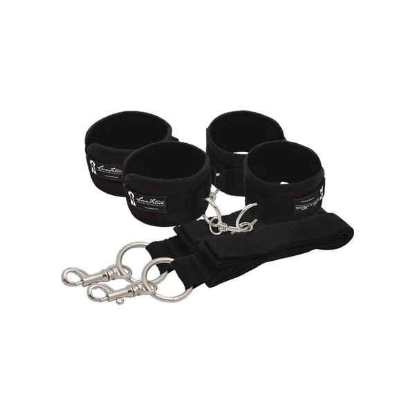 Lux Fetish Bed Spreader Restraint System 7 Piece Set Black