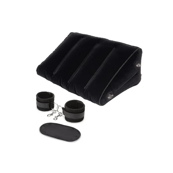 Lux Fetish Inflatable Position Wedge with Detachable Cuffs – Black