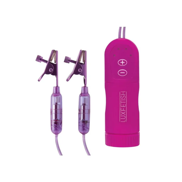 Lux Fetish Vibrating Nipple Clips Remote Control – Purple