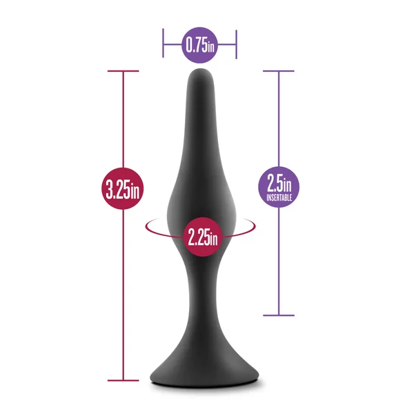 Luxe Beginner Small Anal Plug Black for Gentle Exploration