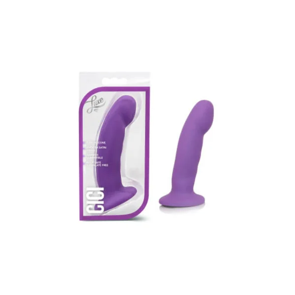 Luxe Cici 6.5 in. Curved Silicone Dildo, 6.0 Inch Insertable, 1.5 Inch Max Width, Purple