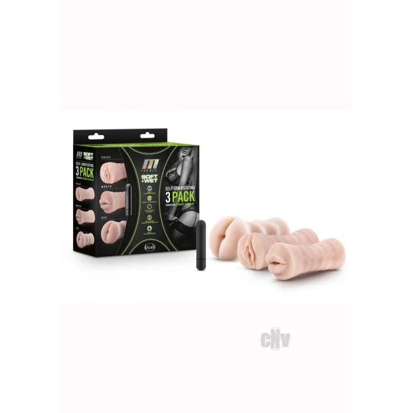 M For Men 3pk Self Lube Vibrating Stroker Kit