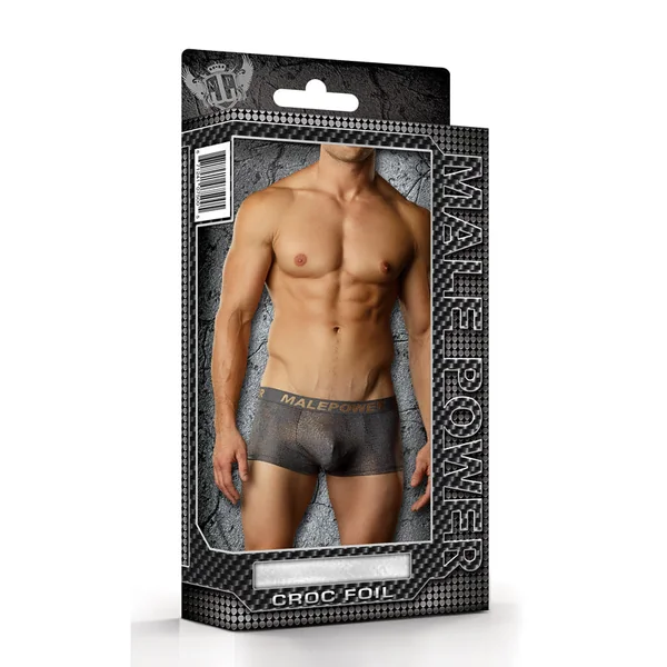 Male Power Croc Foil Mini Pouch Short Grey Large