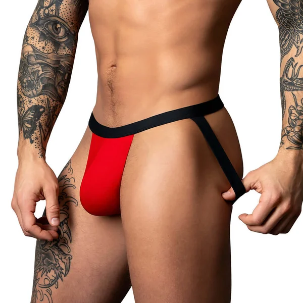 Male Power Hot Mesh Jock Black/Red L/XL