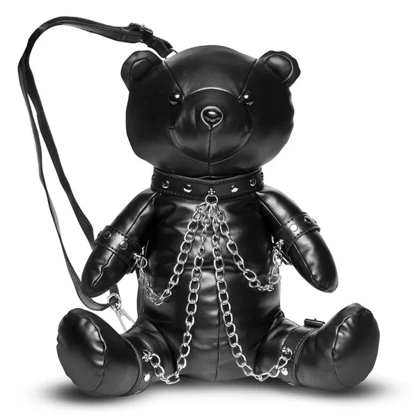 Master Series BDSM Bear Backpack in Black with Chain Restraints