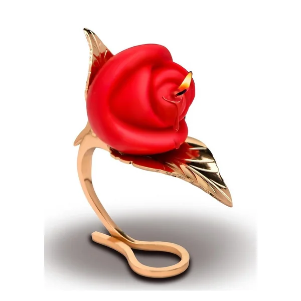 Master Series Burning Passion Rose Candle with Holder – Red/Gold