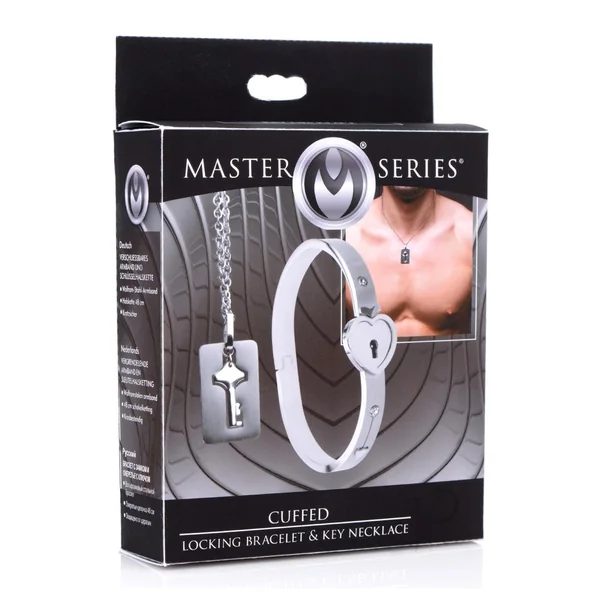 Master Series Cuffed Locking Bracelet and Key Necklace - Silver