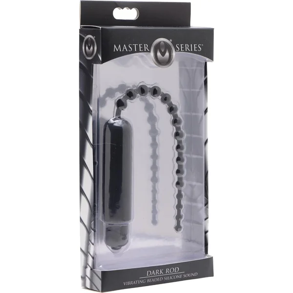 Master Series Dark Rod Vibrating Beaded Silicone Sound - Black