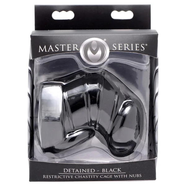 Master Series Detained Restrictive Chastity Cage With Nubs Black