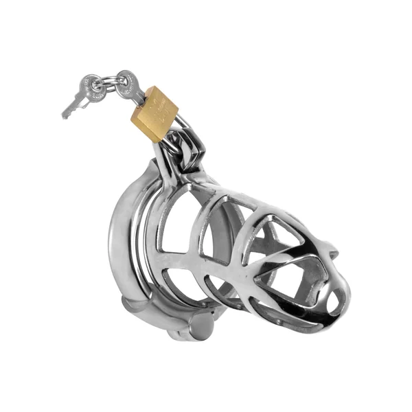 Master Series Detained Stainless Steel Locking Chastity Cage Metal