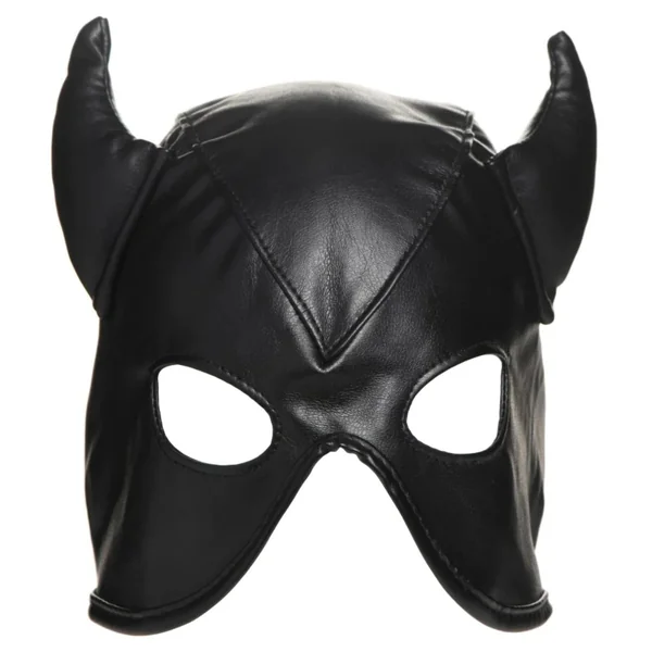 Master Series Dungeon Demon Bondage Hood With Horns Black