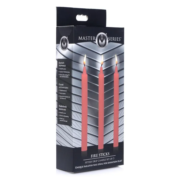 Master Series Fire Sticks Fetish Drip Candles (Set of 3) - Red