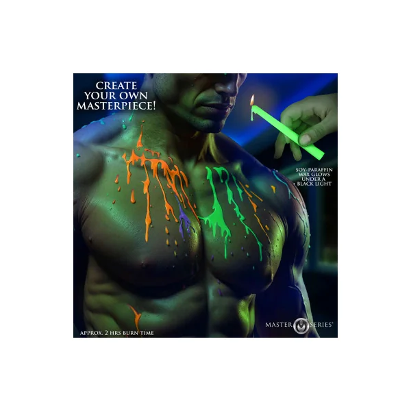 Master Series Glow Wax UV Blacklight Reactive Drip Candles, 4-Pack