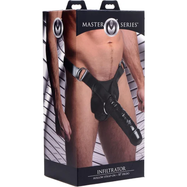 Master Series Infiltrator Hollow Strap-On + 10in Dildo - Black