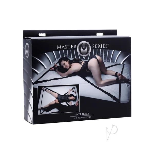 Master Series Interlace Over and Under the Bed Restraint Set - Black