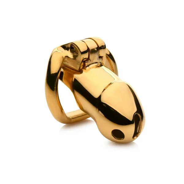 Master Series Midas 18K Gold-Plated Locking Chastity Cage
