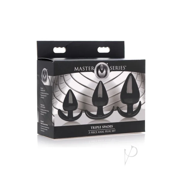 Master Series Triple Spades 3 Piece Anal Plug Set - Black