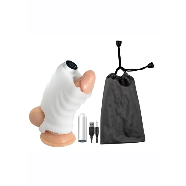 Masturbating Stroker Silicone Rechargeable Masturbator - White