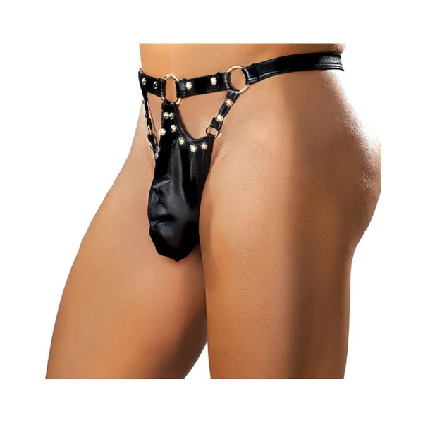 Men’s Clothing: Fetish Jouster Nylon & Spandex Front Ring G-String Black