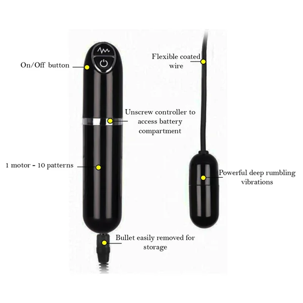 Minx Eclipse Bullet Vibrator Wired Remote Control Black