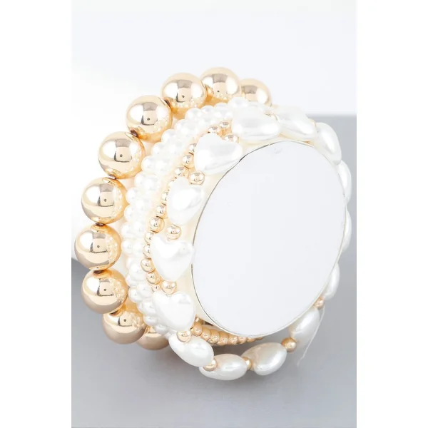 Multi Heart Stone Beaded Bracelet