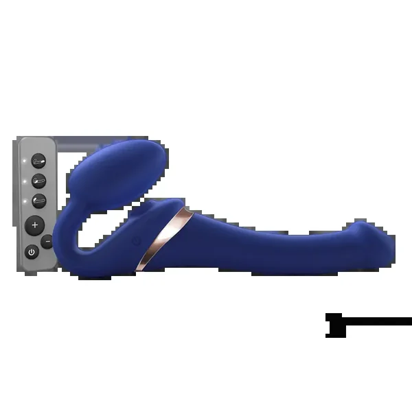 MULTI ORGASM BENDABLE STRAP-ON - L - NIGHT BLUE